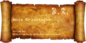 Weis Krisztofer névjegykártya